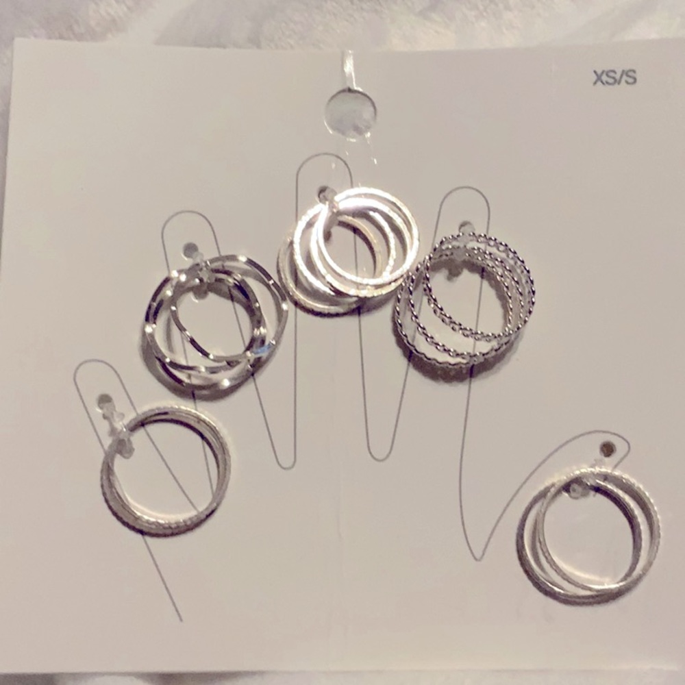 H & M Stackable Silver Tone 14 Piece Ring Set